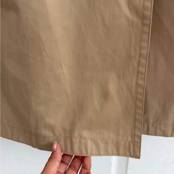London Fog women’s khaki color Double-Breasted Trench Coat no belt size Small - Image 13
