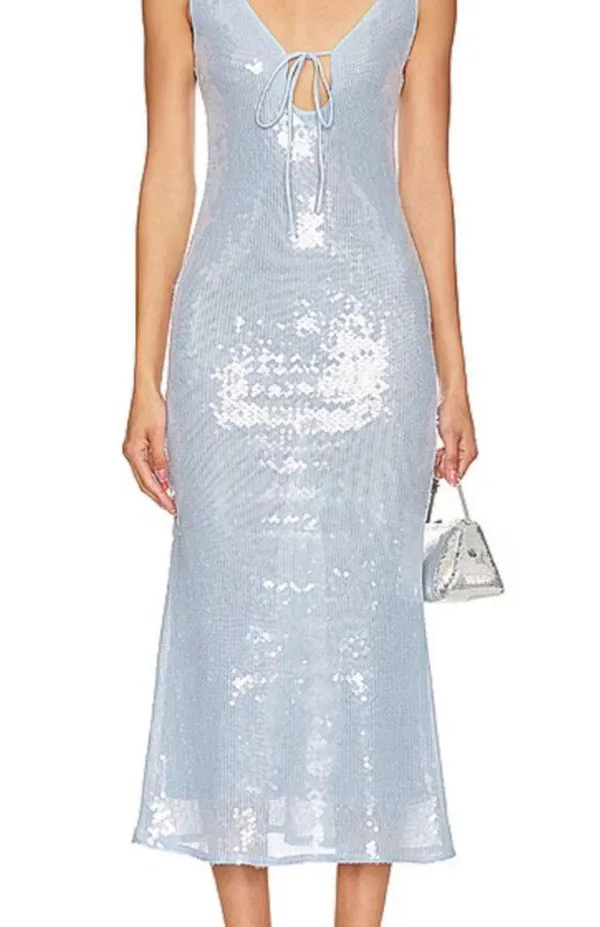 Bardot Sequin Midi Dress Light Blue - Image 2