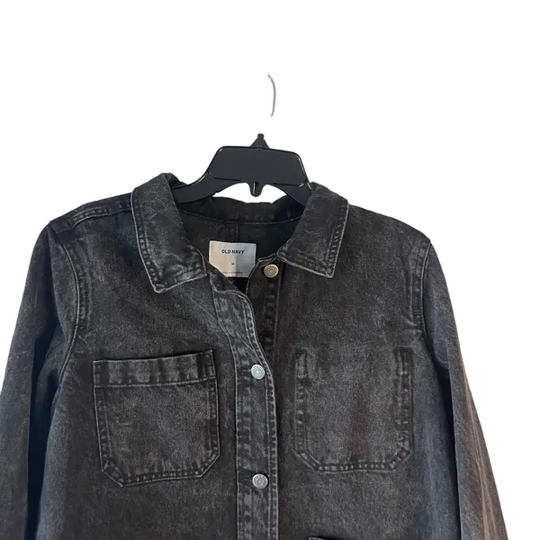 Old Navy Women's Size Medium Black Denim Button Up‎ Trucker Jacket - Image 2