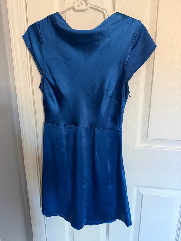 Hello Molly Blue Satin Mini Dress - Image 3