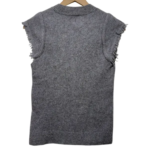 Faherty Colette Sweater Tee Womens XS Gray‎ Yak Merino Wool Fringe Crewneck - Image 3