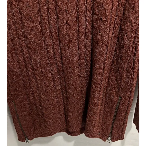 American Eagle Cable Knit Sweater Side Zipper Size‎ S Rust Color - Image 5