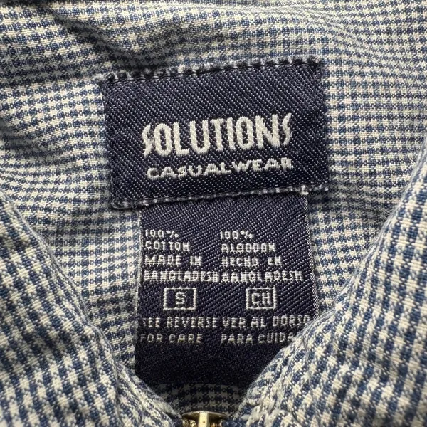 VTG 90s Blue Gingham Vest Zip Up 100% Cotton‎ Womens XS/S Cottagecore Cropped - Image 5