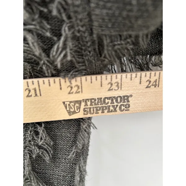 Women's Charcoal Green Boho Grunge Fringe Detail Wool Blend Sweater Size Large‎ - Image 6