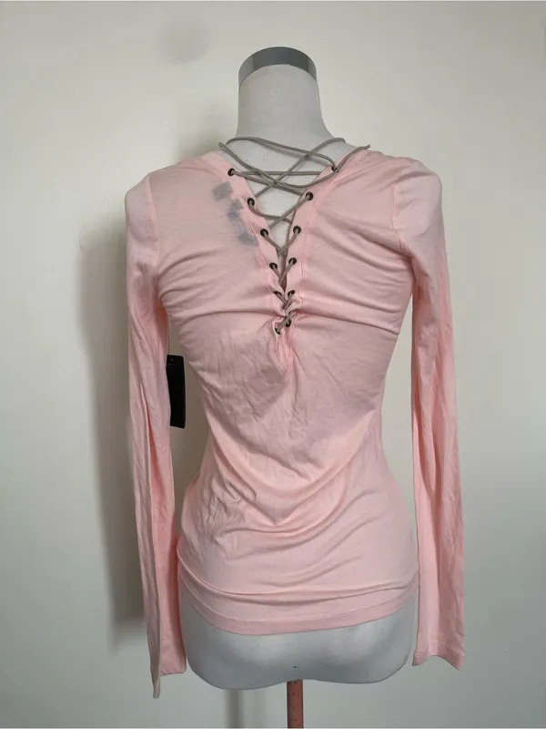 Guess Long Sleeve Crewneck Top - Pale Pink - Image 2