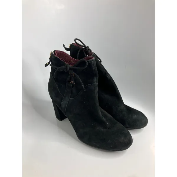 Ono Ankle Boots Womens 8M Black Excellent Suede Block Heel Lace Up N28700 CARA17 - Image 3