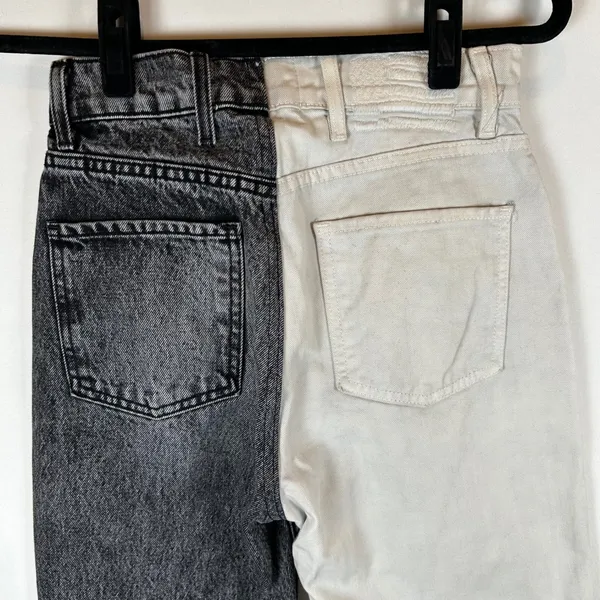 REVICE Two Tone Jeans High Waisted Denim Color Block Grunge‎ Women's Size 26 - Image 9