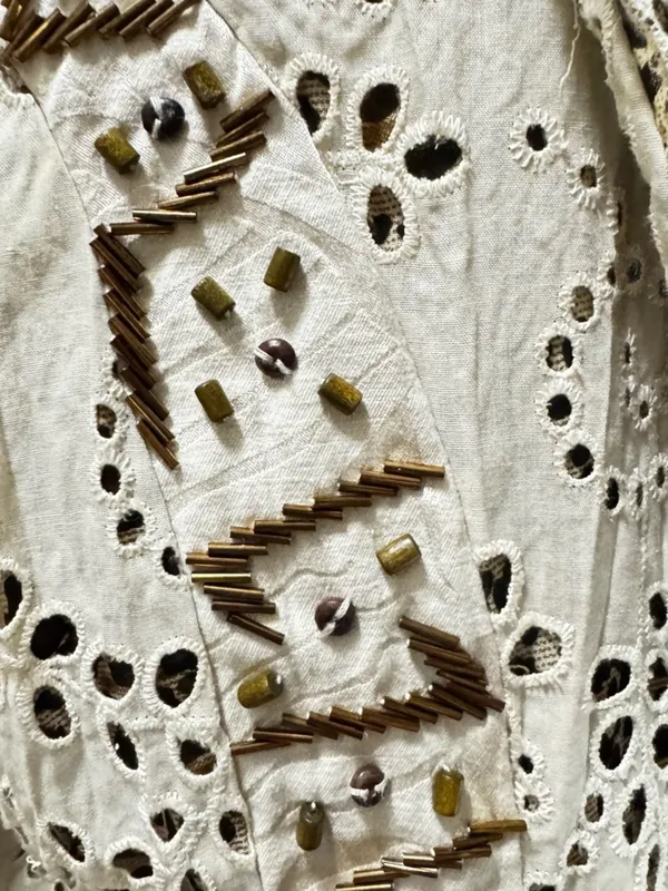 Alberto Makali Eyelet Cotton Embroidered Button-Front Jacket in Cream C-28 - Image 7