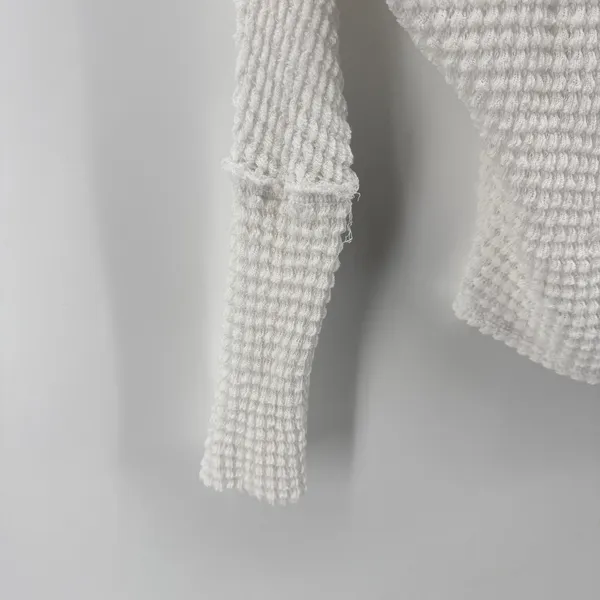 Elan White Waffle Knit‎ Dolman Sleeve Relaxed Fit Sweater Top Women's Medium - Image 2