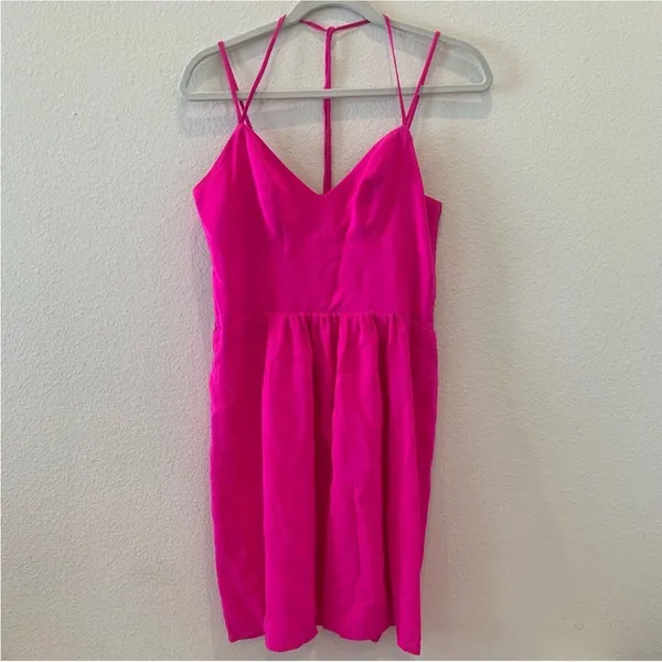 Amanda Uprichard Barbie Hot Pink Mini Dress silk M - Image 2