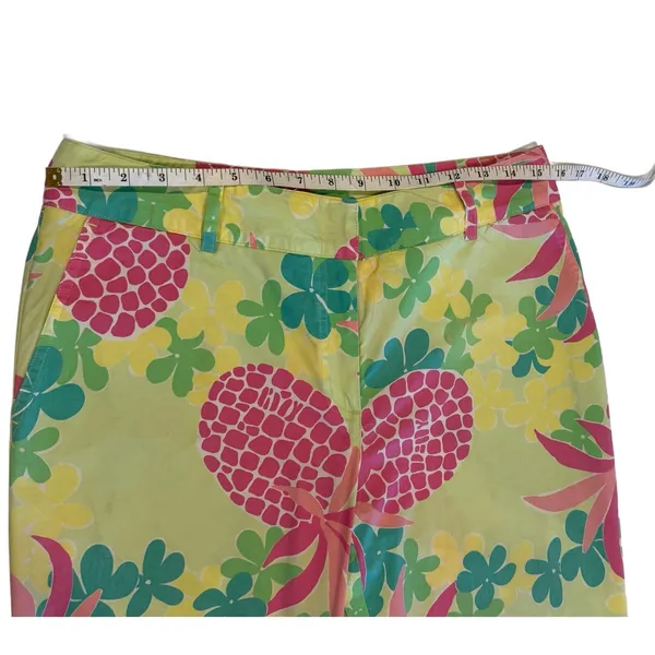 Lilly Pulitzer Capri Pants Beachy Tropical Pineapple Beach Resort Preppy sz‎ 8 - Image 3