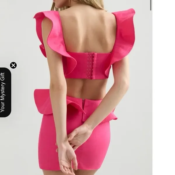 Seven Wonders Hot‎ Pink Nassau Ruffle Cutout Mini Dress Size 2 - Image 2