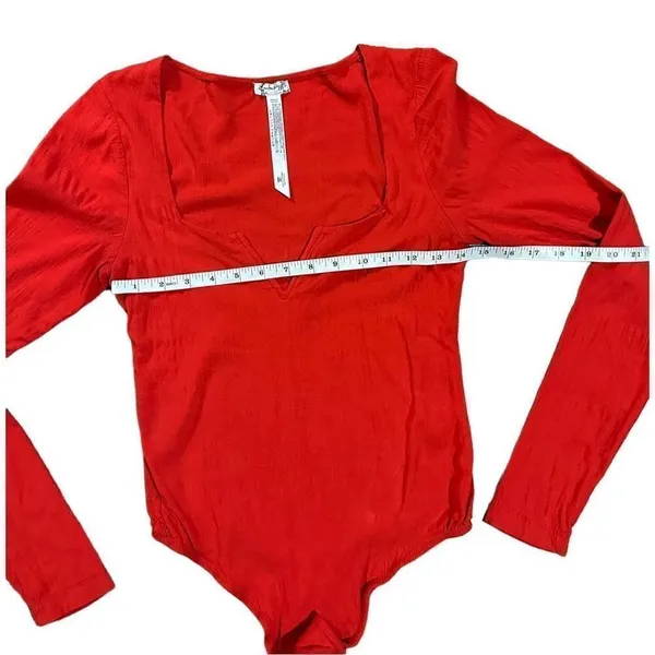 Free People Intimately‎ Free Zoe V-Wire Bodysuit Red Small - Image 7