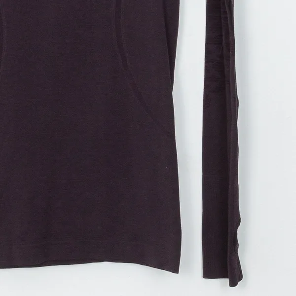 Lululemon Swiftly Tech‎ Long Sleeve Floral Shirt Purple Size 6 Thumbhole Running - Image 4