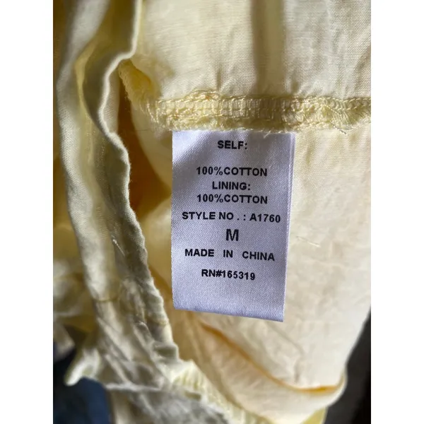 Day And Moon Coquette Tiered Mini Dress‎ M Soft Yellow Lace Trim Cottagecore - Image 7