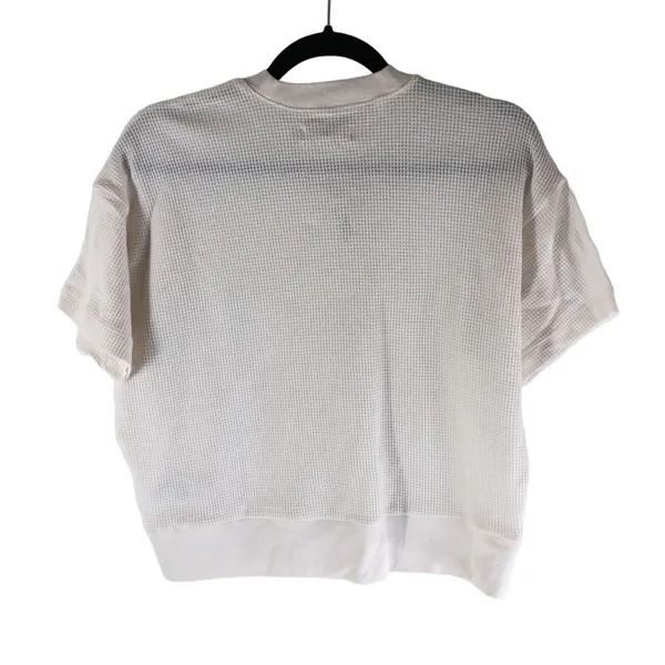 Madewell Womens Waffle Mockneck Tee Crew Neck Short Sleeve Lighthouse Ivory XS - Image 4