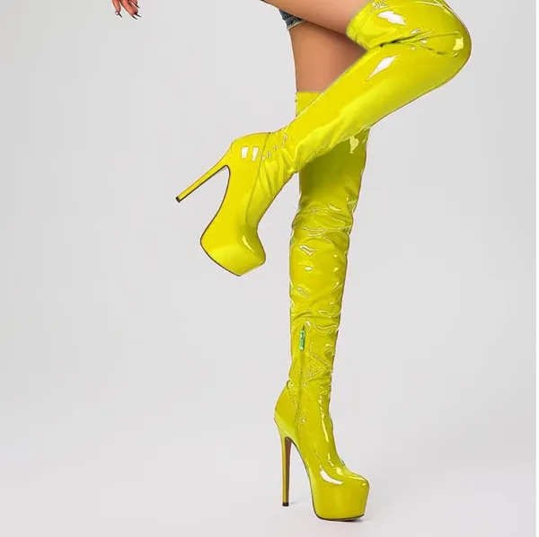 Over the Knee Boots,Women's Thigh High boots Stiletto Heel Zipper Round Toe Boots Unisex Party Boots - Image 2