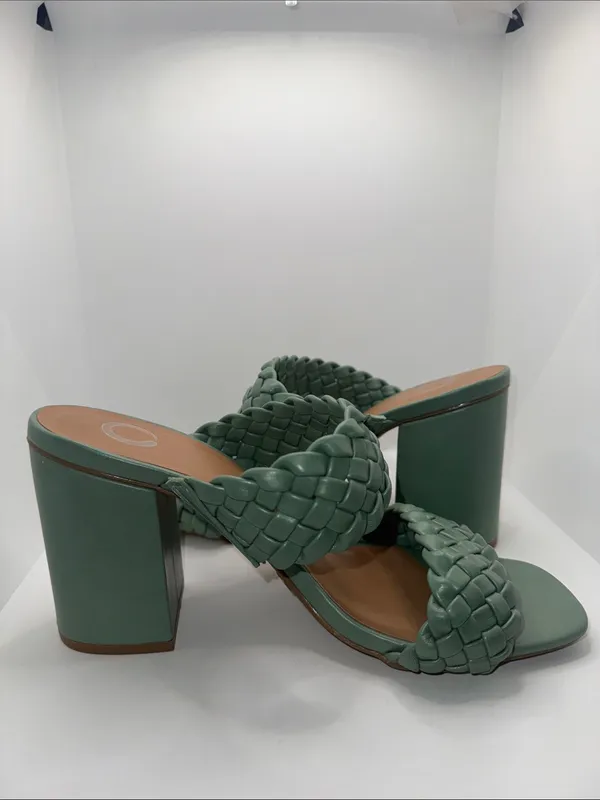 Cato Braided Block Heel Sandals Heels Green Women’s 9.5 - Image 5