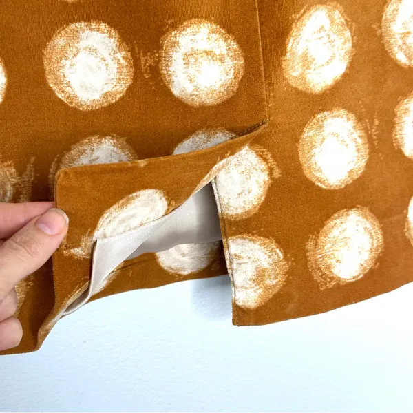 MAEVE Anthropologie Corded Dots Pencil Skirt Copper/Gold Velvet Circles Sz 4 - Image 5