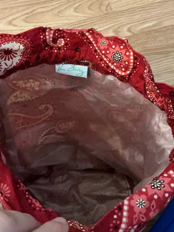Vera Bradley Retired Print Red Paisley Drawstring Pouch Bag - Image 5
