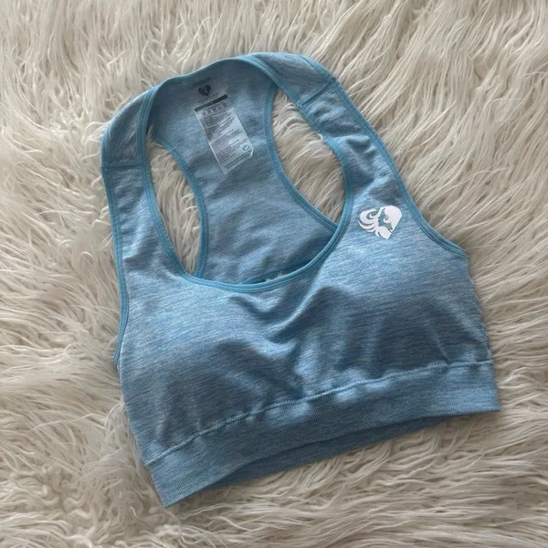 Women’s Best Move Seamless Sports Bra Blue Marl Size Medium - Image 4