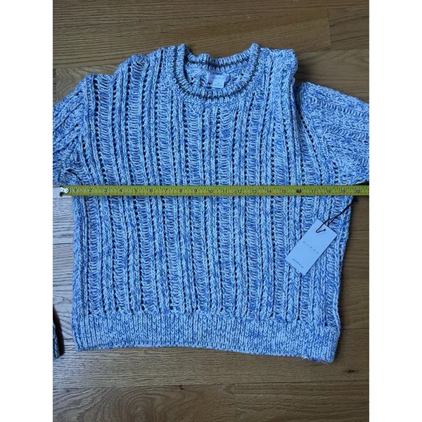 Duffy Loose Knit Pointelle Open Stitch Knitted Sweater Cotton Size M - Image 8