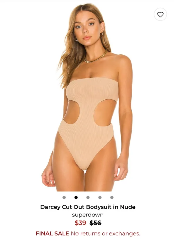 Superdown Darcey Cut Out Bodysuit Nude Size Small - Image 2