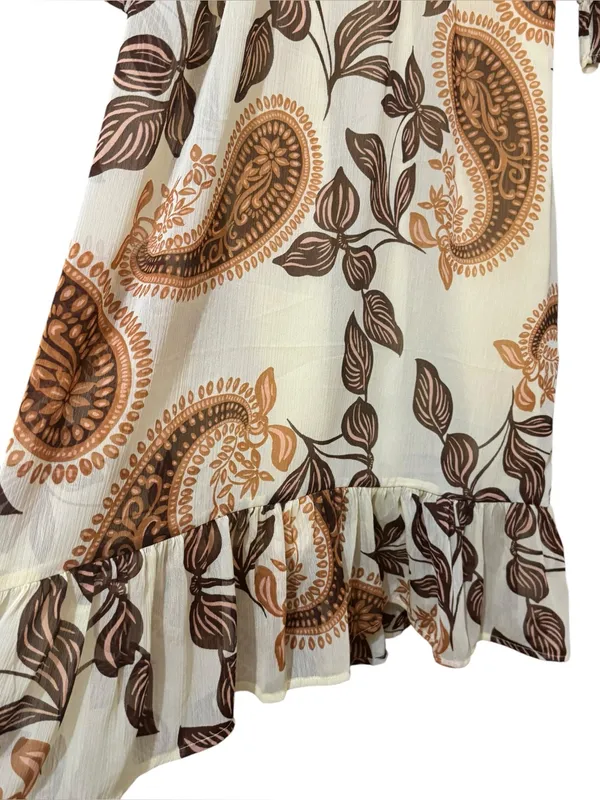 PATRONS OF PEACE Paisley Ruffle Maxi Dress S 17” p2p Pale Yellow $88 Retail NWT - Image 6