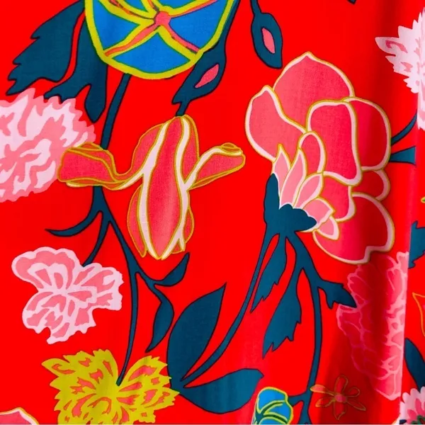 J. Crew vibrant red floral faux wrap top mini dress. Size 2 - Image 3