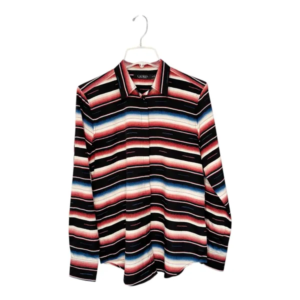 Lauren Ralph Lauren Striped Blanket Top Sz M - Image 2