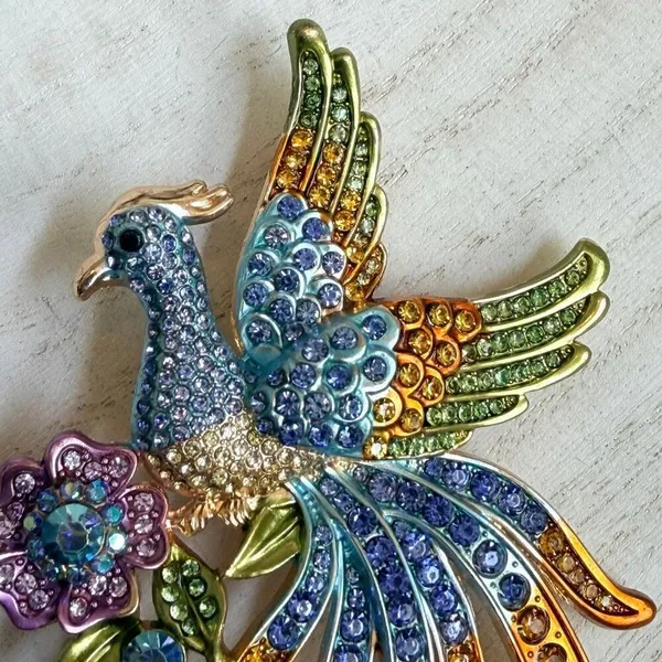 Multicolor Rhinestone Phoenix Statement Brooch - Image 4