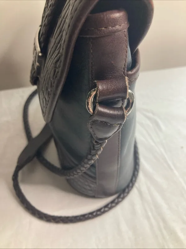 Brighton Cheryl Crossbody Bag Braided Leather Brown Silver Heart Fab - Image 12