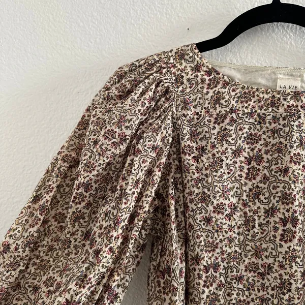 La Vie by Rebecca Taylor Claudine 3/4 Sleeve Floral Top in Crystal Combo Small - Image 7