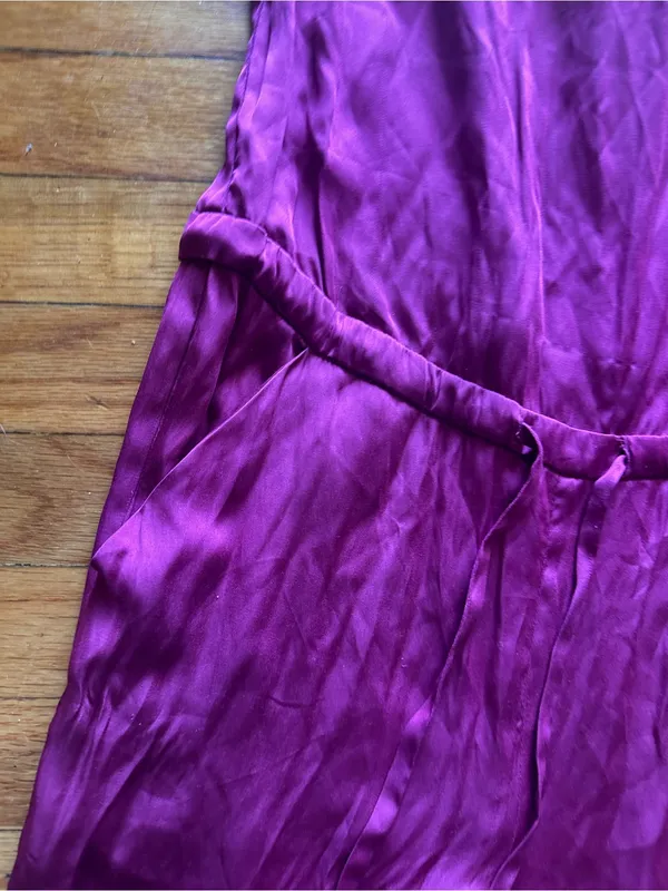 Bebe Purple Strapless Satin Jumpsuit Beaded Tube Jogger Size 00 Glam Party - Image 11