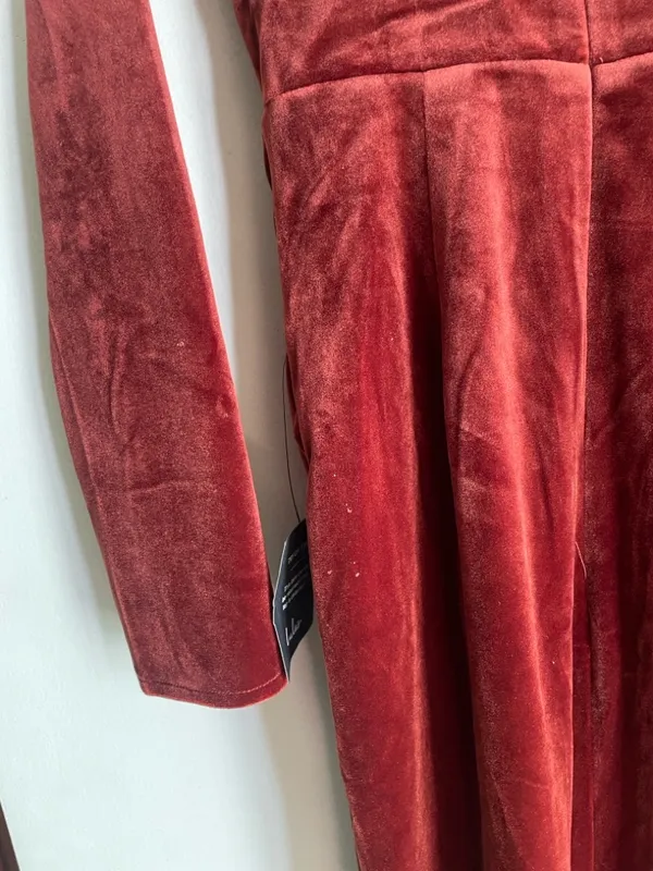 Lulus Forever Sensational Rust Brown Velvet Long Sleeve Maxi Dress - Image 11
