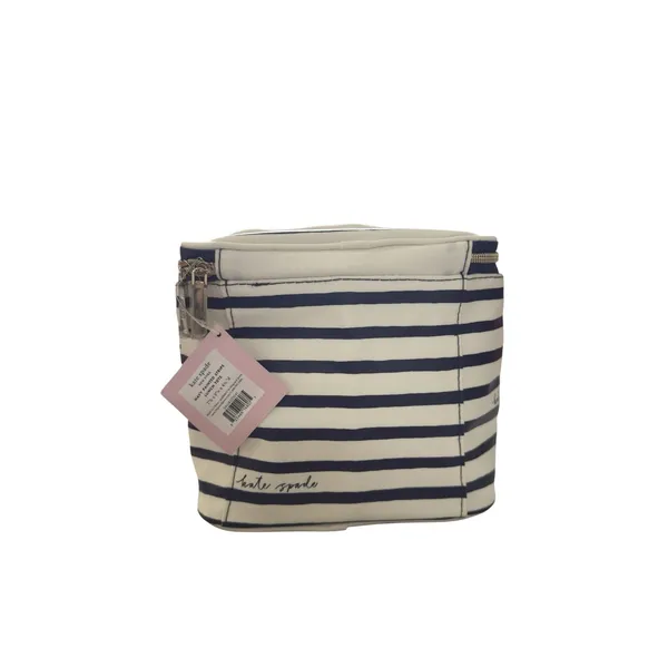Kate Spade Womens Lunch Tote Bag Navy Cream Striped Insulated Zip Travel Cooler - Image 4