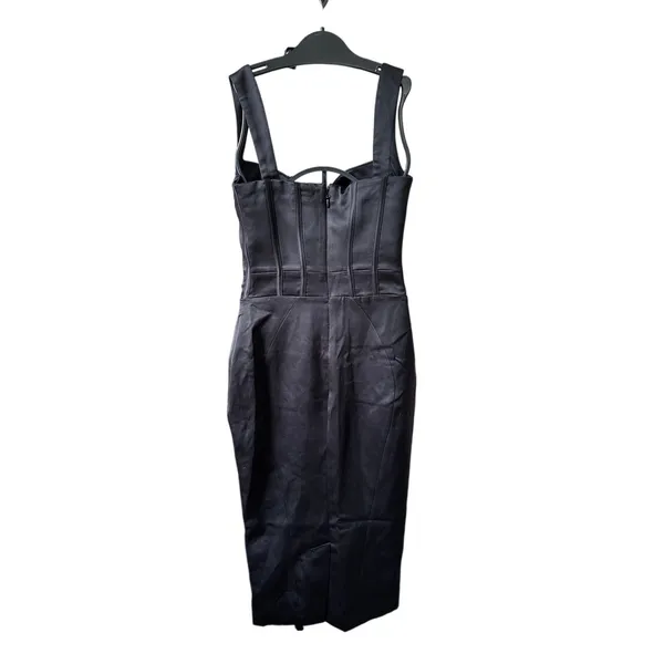 House of CB FIORELLA Black Satin‎ Corset Midi Dress Size Small Feminine Sexy - Image 8