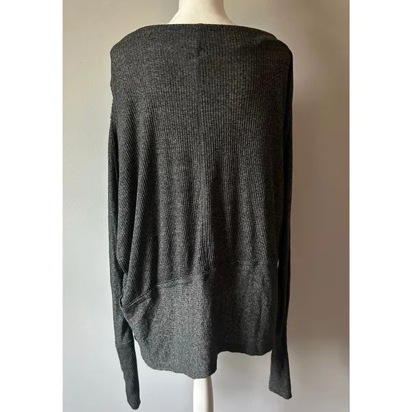 We the Free Slouchy Off the Shoulder Gray Henley Oversized Top Size Large - Image 5