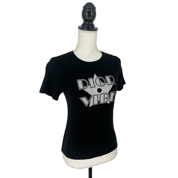 Dior Vibe Linen Blend Tee‎ Shirt in Black Size XS - Image 8