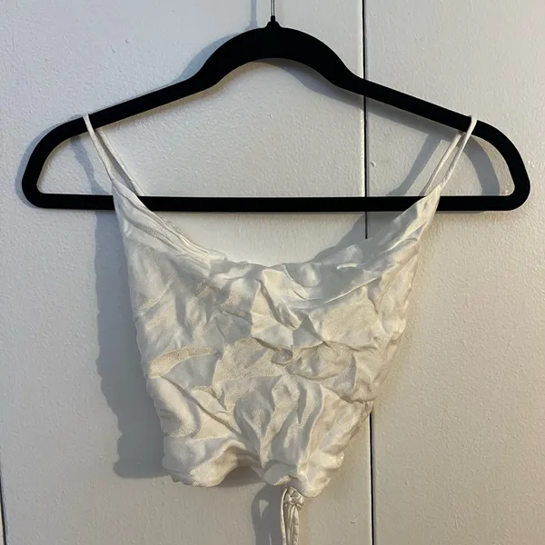 Zara White Women's Satin Crop Top - Image 3