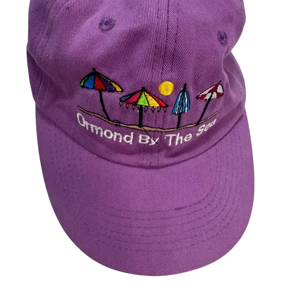 Ormond By The Sea Embroidered Purple Baseball‎ Cap Beach Scene Adjustable - Image 2