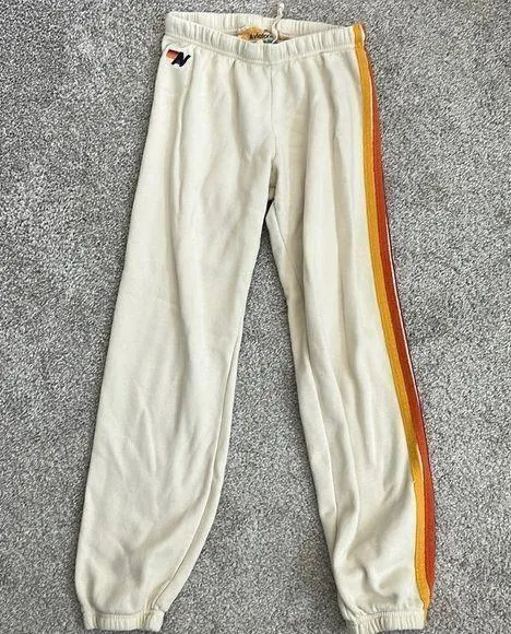 Aviator Nation 5 stripe Cream Sweatpant size medium - Image 2