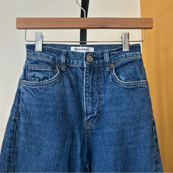 Reformation Liza Ultra High Rise Straight Jeans‎ Organic Cotton Denim Size 23 - Image 2