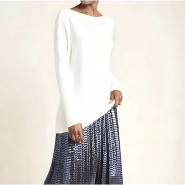 Anthropologie Size M Naomi Sweater Merino Wool Blend Boat Neck Oversized Slouchy - Image 4