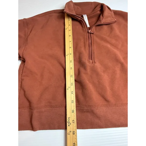 Fabletics Quarter Zip Sweatshirt Women Rust Orange‎ Cropped Long Sleeve Pullover - Image 3