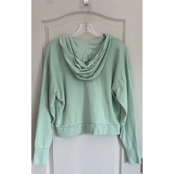Sweaty Betty Restful After Class Hoodie Sage Green V-Neck Thumbhole Sweatshirt S - Image 4