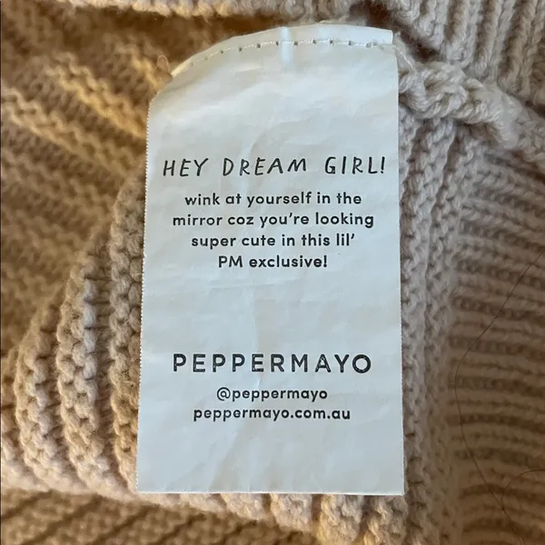 PEPPERMAYO Tulum Nights Neutral Patchwork Knit Checkered Jumper Sweater Size S - Image 11