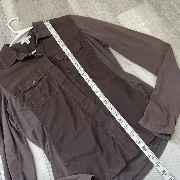 James Perse Shirt cotton corduroy button up long sleeve womens Brown (large) - Image 5