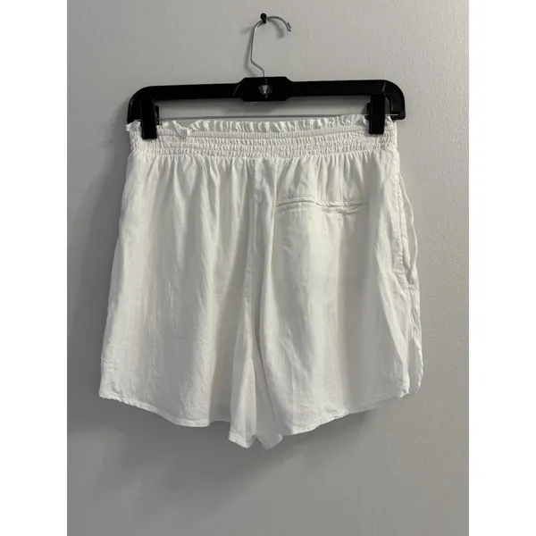 Aerie White Linen Blend Smocked Waist Ruffle Shorts women size S/P - Image 3