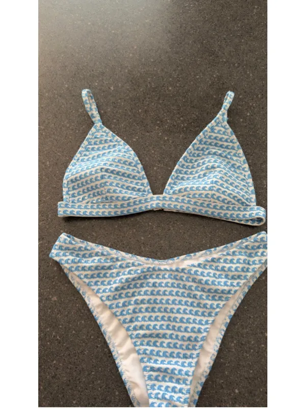 Seafolly Powder Blue & White Mesh Bikini Set size S - Image 6